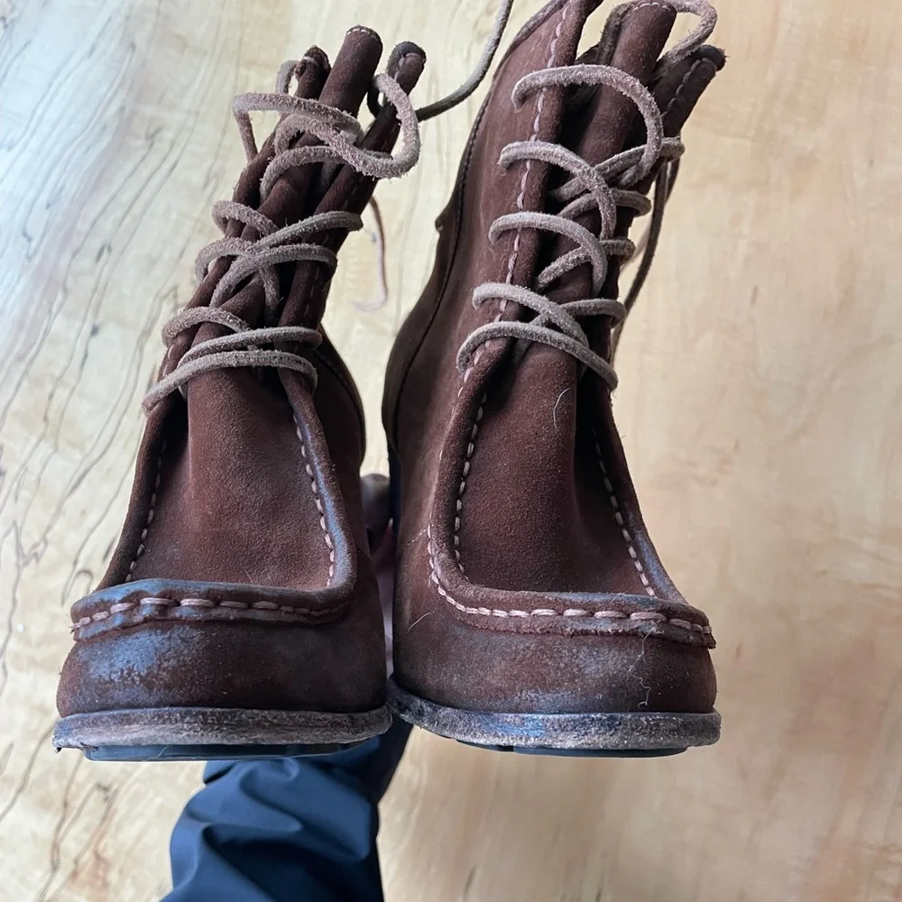 FRYE Parker Moc Short Boot in Brown- Oiled Leather